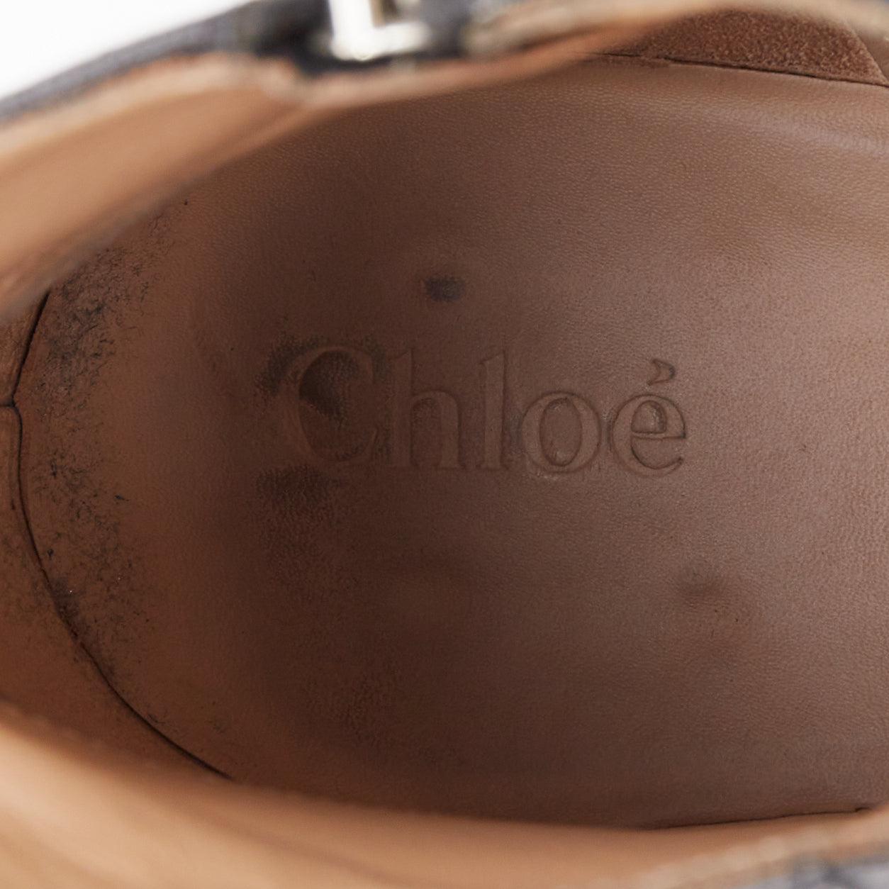 CHLOE Susanna cuir noir boucles cloutées argentées rock grunge boots EU39 en vente 4