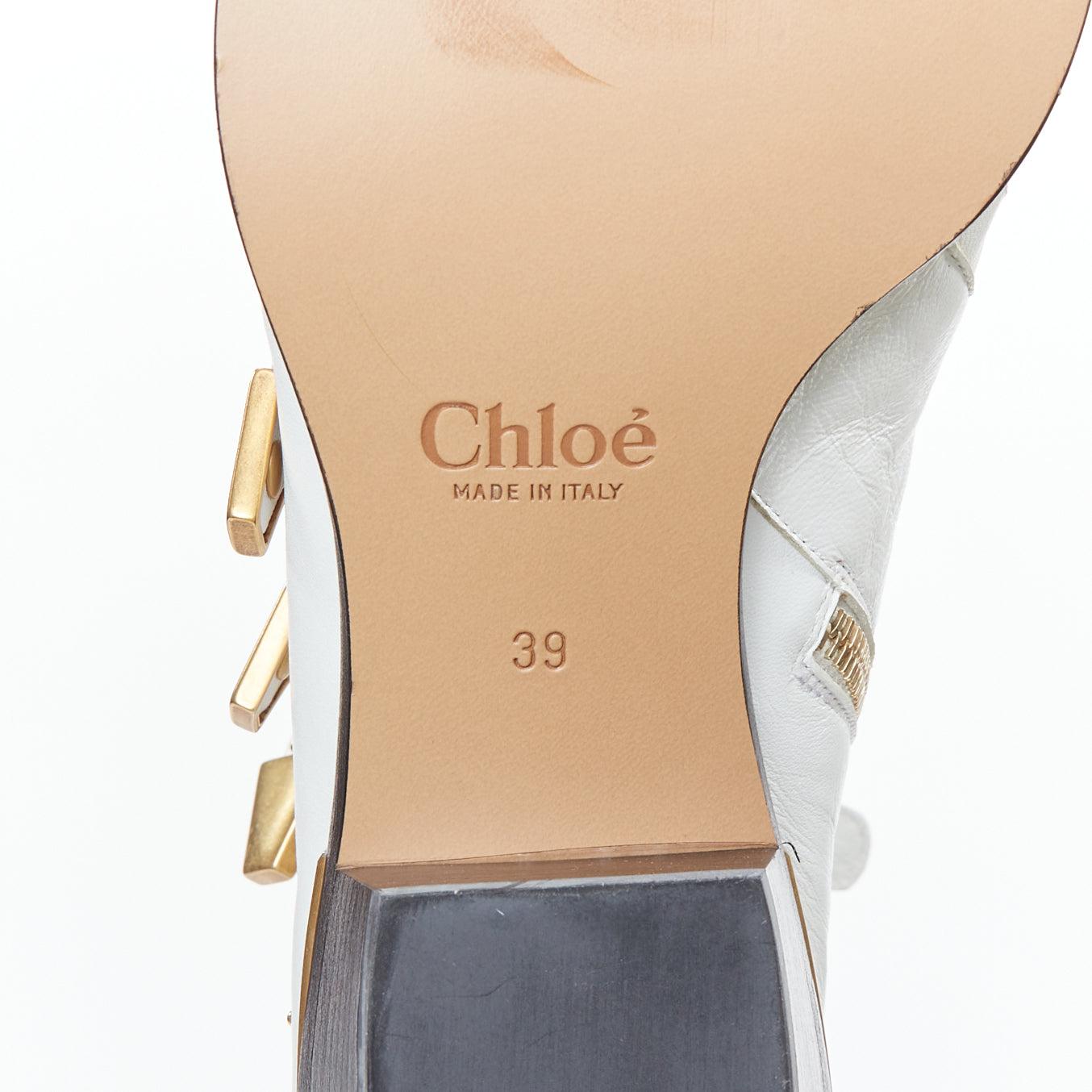 CHLOE Susanna white leather gold hardware cut out cowboy boots EU39 4