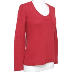 CHLOE Sweater Knit Top Shirt Long Sleeve Red Alpaca Scoop Neck Sz XS