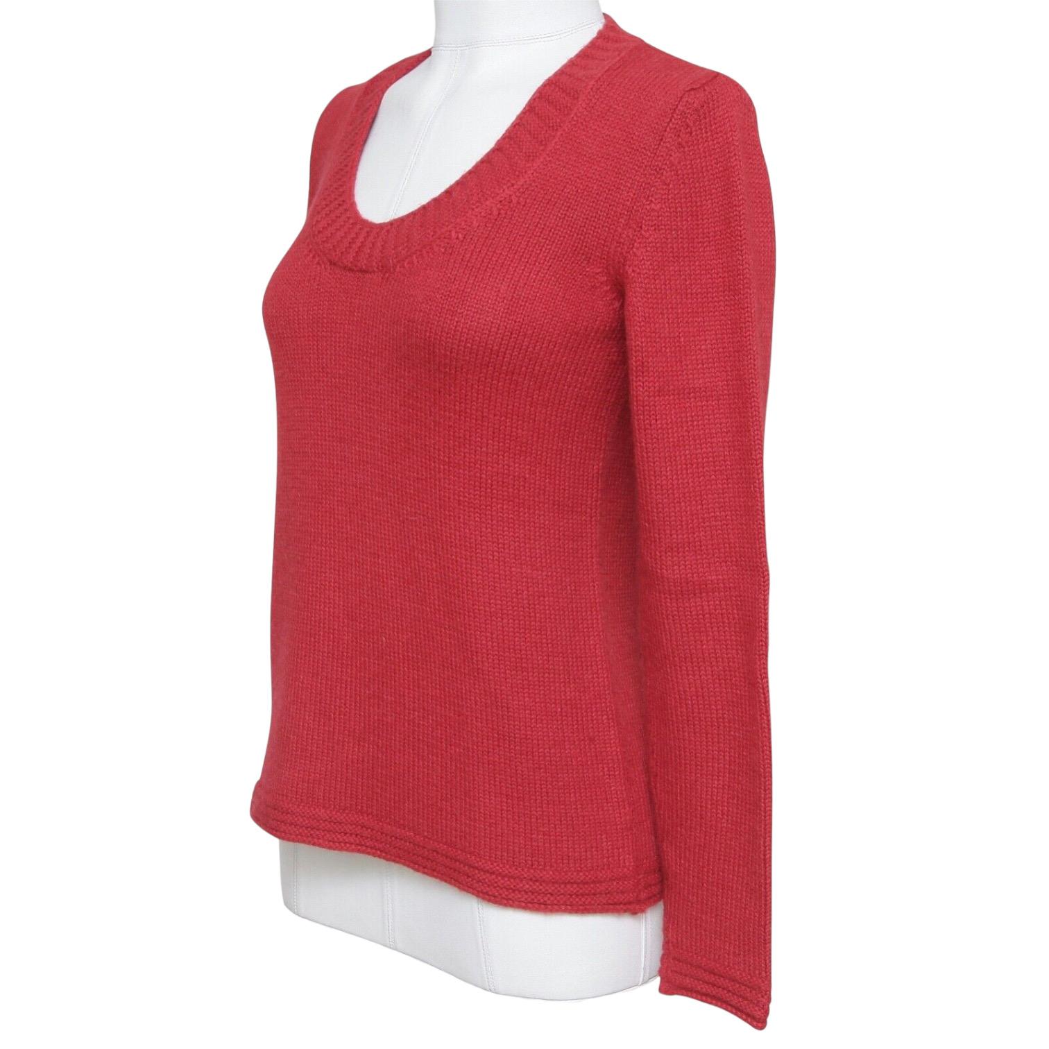 CHLOE Sweater Knit Top Shirt Long Sleeve Red Alpaca Scoop Neck Sz XS In Excellent Condition For Sale In Hollywood, FL