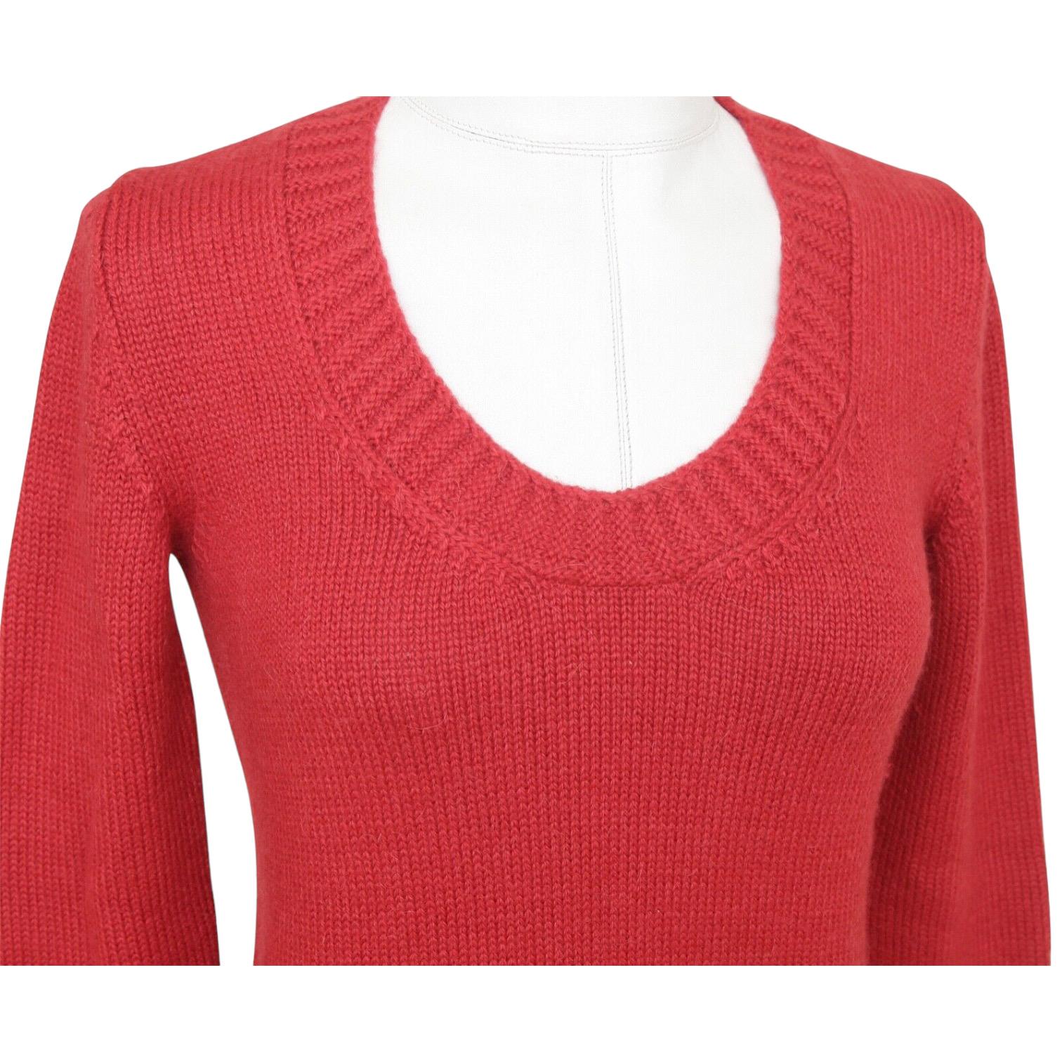 Women's CHLOE Sweater Knit Top Shirt Long Sleeve Red Alpaca Scoop Neck Sz XS For Sale
