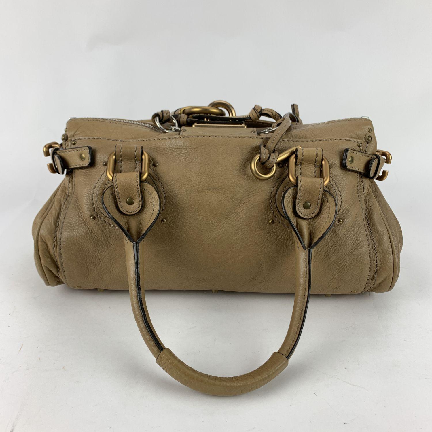 Chloe Tan Beige Leather Paddington Bag Tote Satchel In Good Condition In Rome, Rome