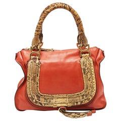 Chloe Tan/Beige Python und Leder Marcie Umhängetasche
