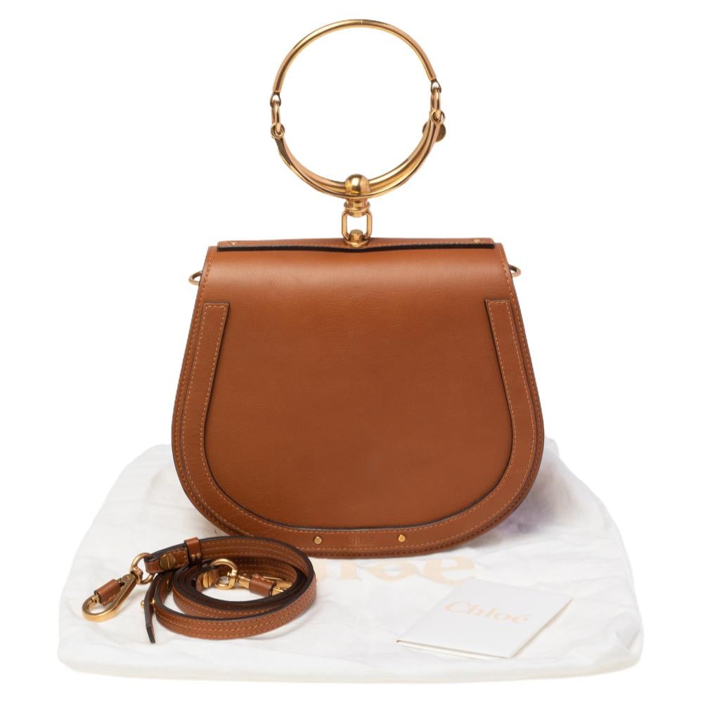 Chloé Tan Leather and Suede Small Nile Bracelet Shoulder Bag 4