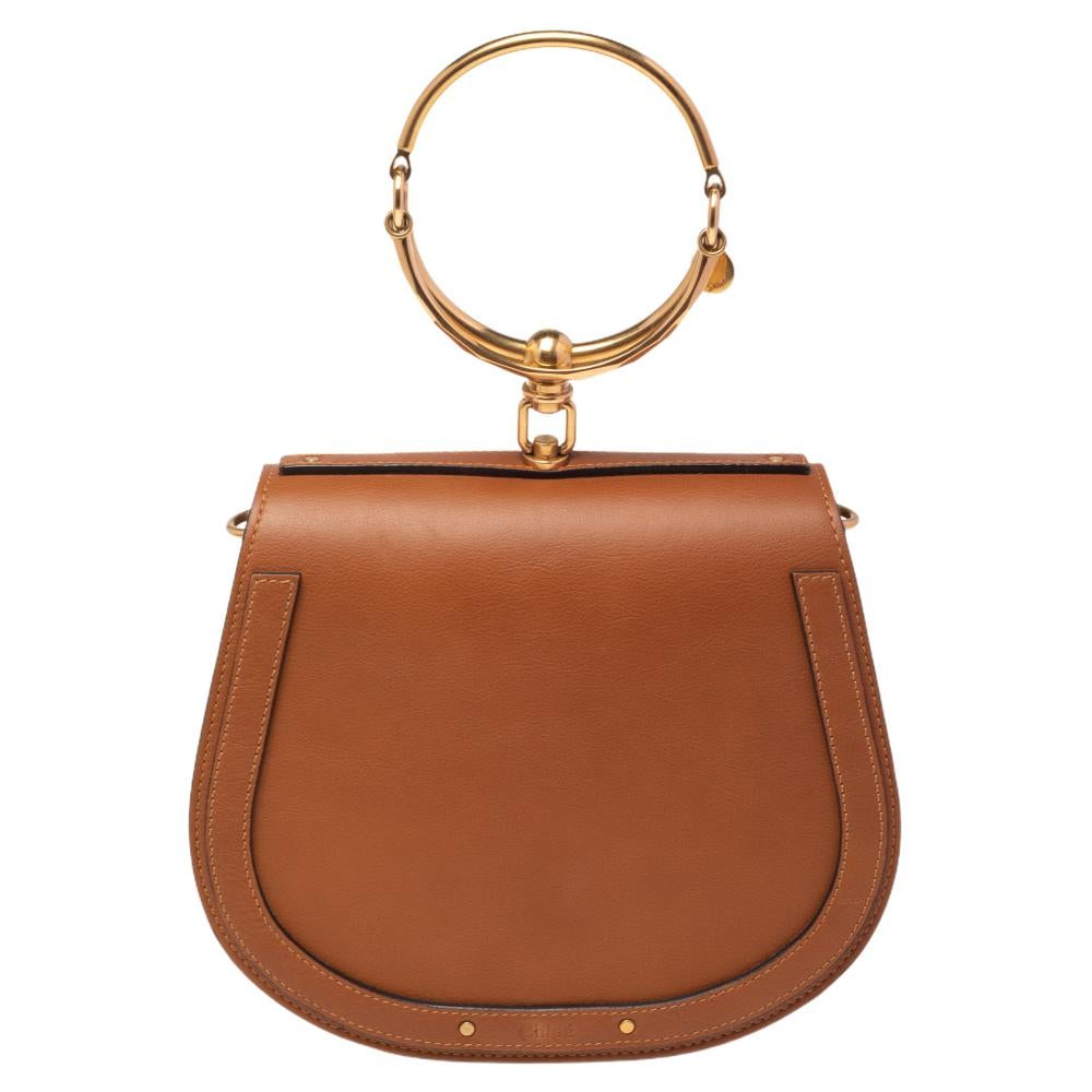 Chloé Tan Leather and Suede Small Nile Bracelet Shoulder Bag