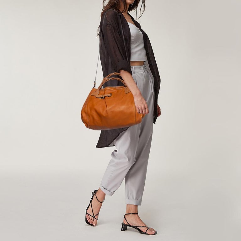 Chloe Tan Leather Braided Handle Convertible Tote at 1stDibs