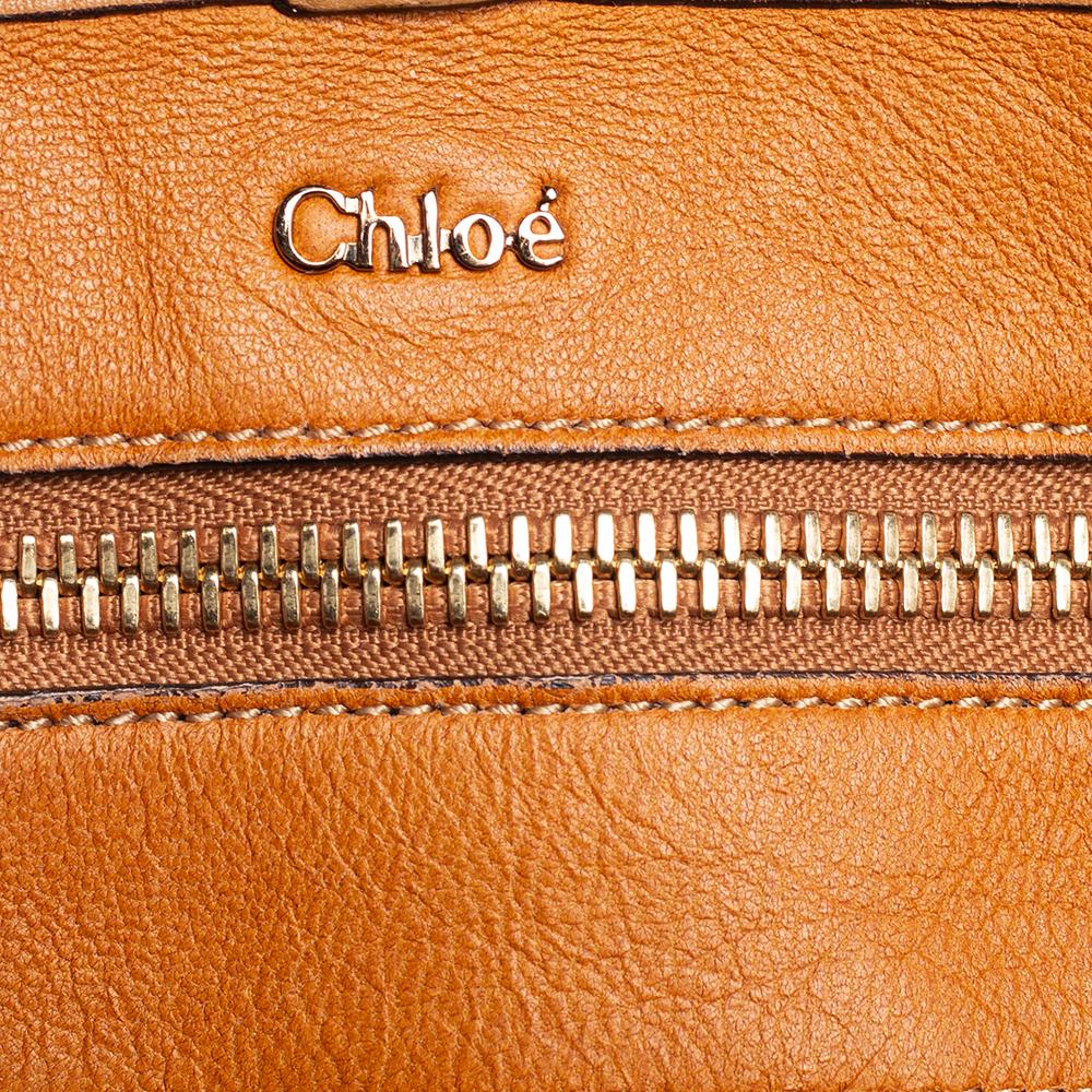 Chloe Tan Leather Braided Handle Convertible Tote 1