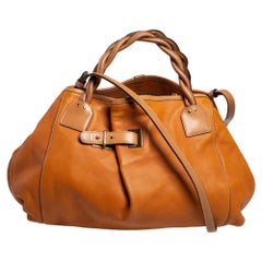 Chloe Tan Leder geflochtener Henkel Convertible Tote