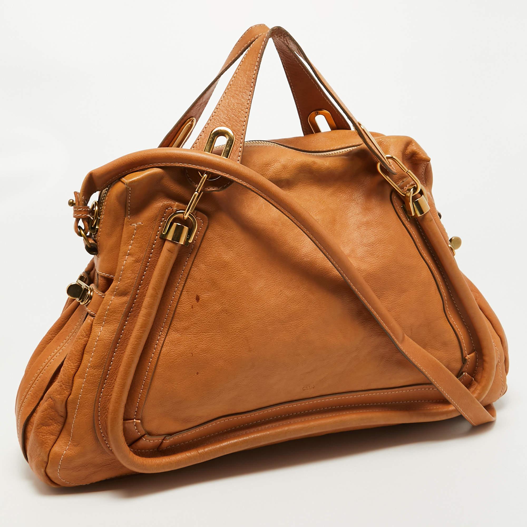 Chloe Tan Leather Large Paraty Shoulder Bag 1