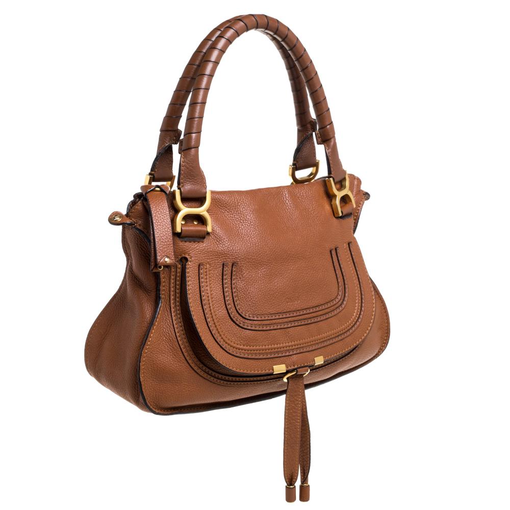 Brown Chloe Tan Leather Medium Marcie Shoulder Bag