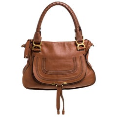 Used Chloe Tan Leather Medium Marcie Shoulder Bag