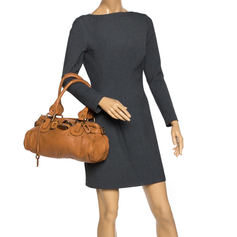 Chloe Tan Leder Medium Paddington Satchel (Braun)