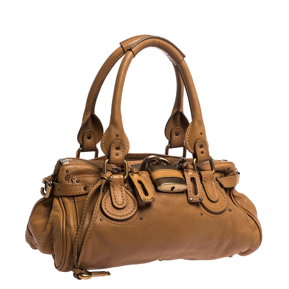 Chloe Tan Leder Medium Paddington Satchel im Zustand „Gut“ in Dubai, Al Qouz 2
