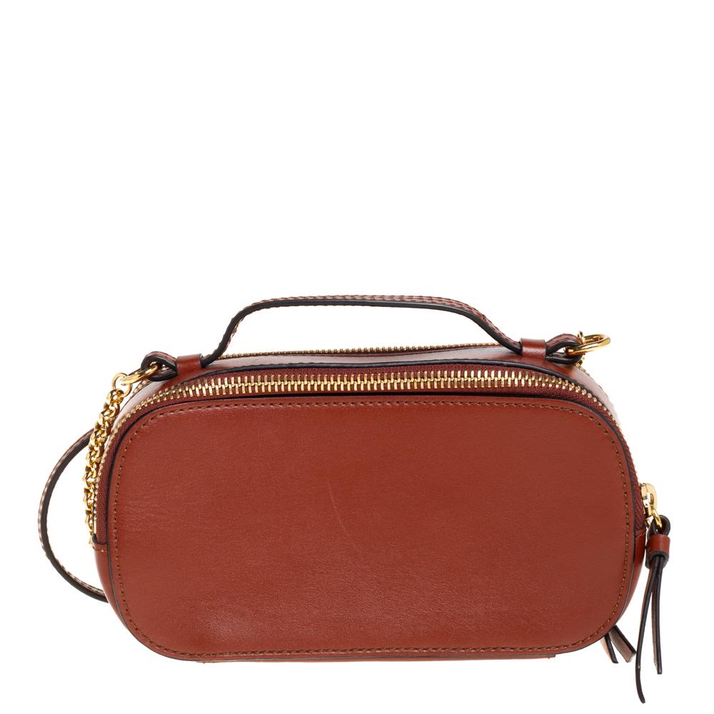 Brown Chloé Tan Leather Mini C Vanity Shoulder Bag