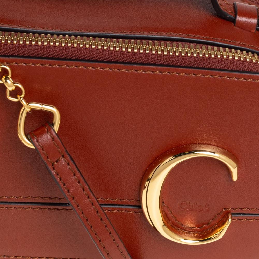 Women's Chloé Tan Leather Mini C Vanity Shoulder Bag
