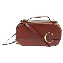 Chloe Tan Leather Mini C Vanity Shoulder Bag