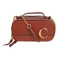 Chloé Tan Leather Mini C Vanity Shoulder Bag
