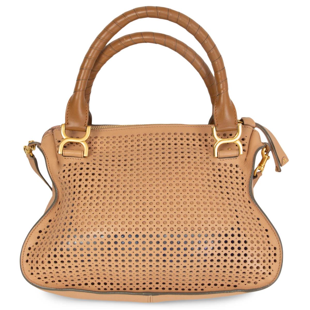 Marron Sac porté à l'épaule CHLOE PERFORATED MARCIE MEDIUM en cuir brun clair