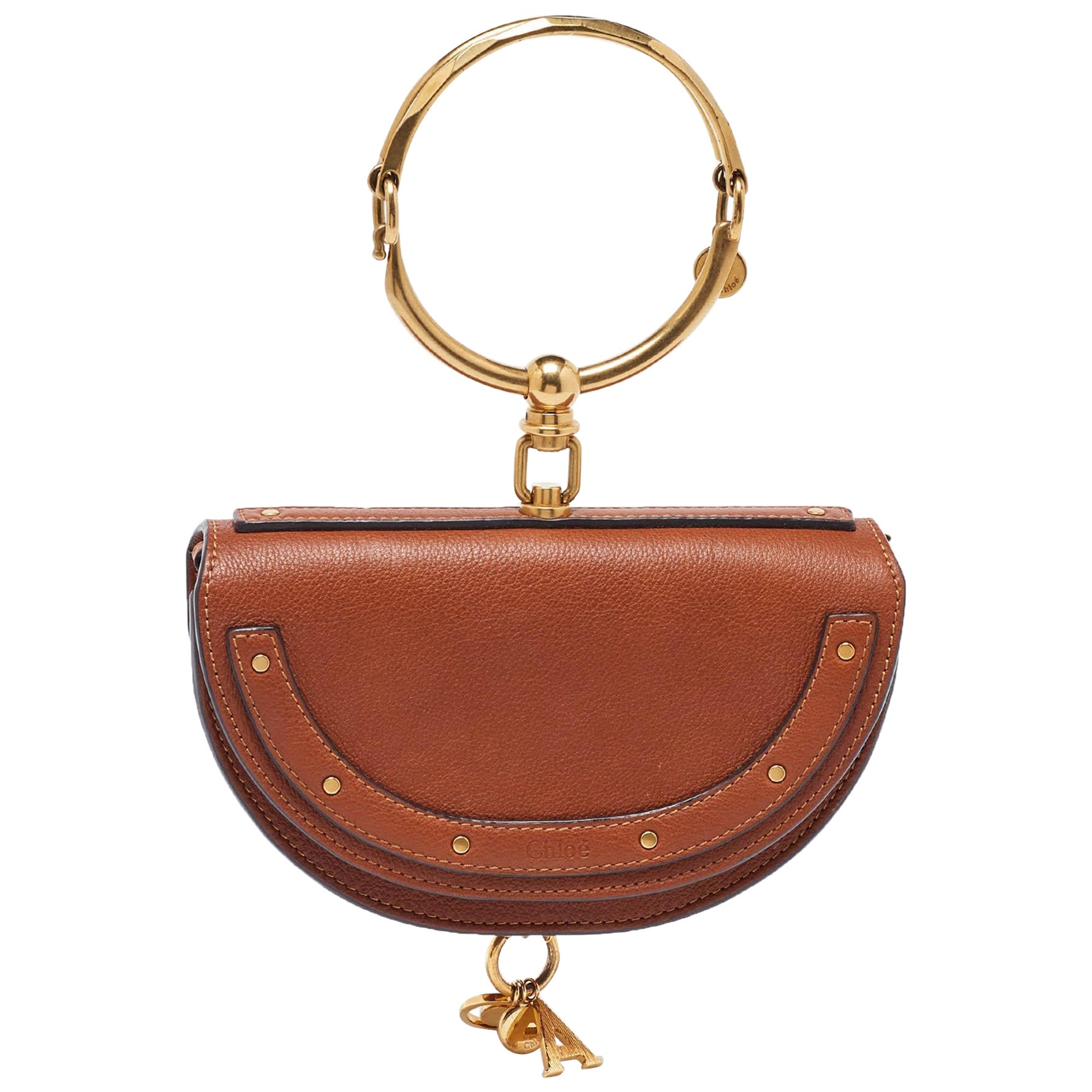 Chloe Tan Leather Small Nile Bracelet Minaudiere Bag
