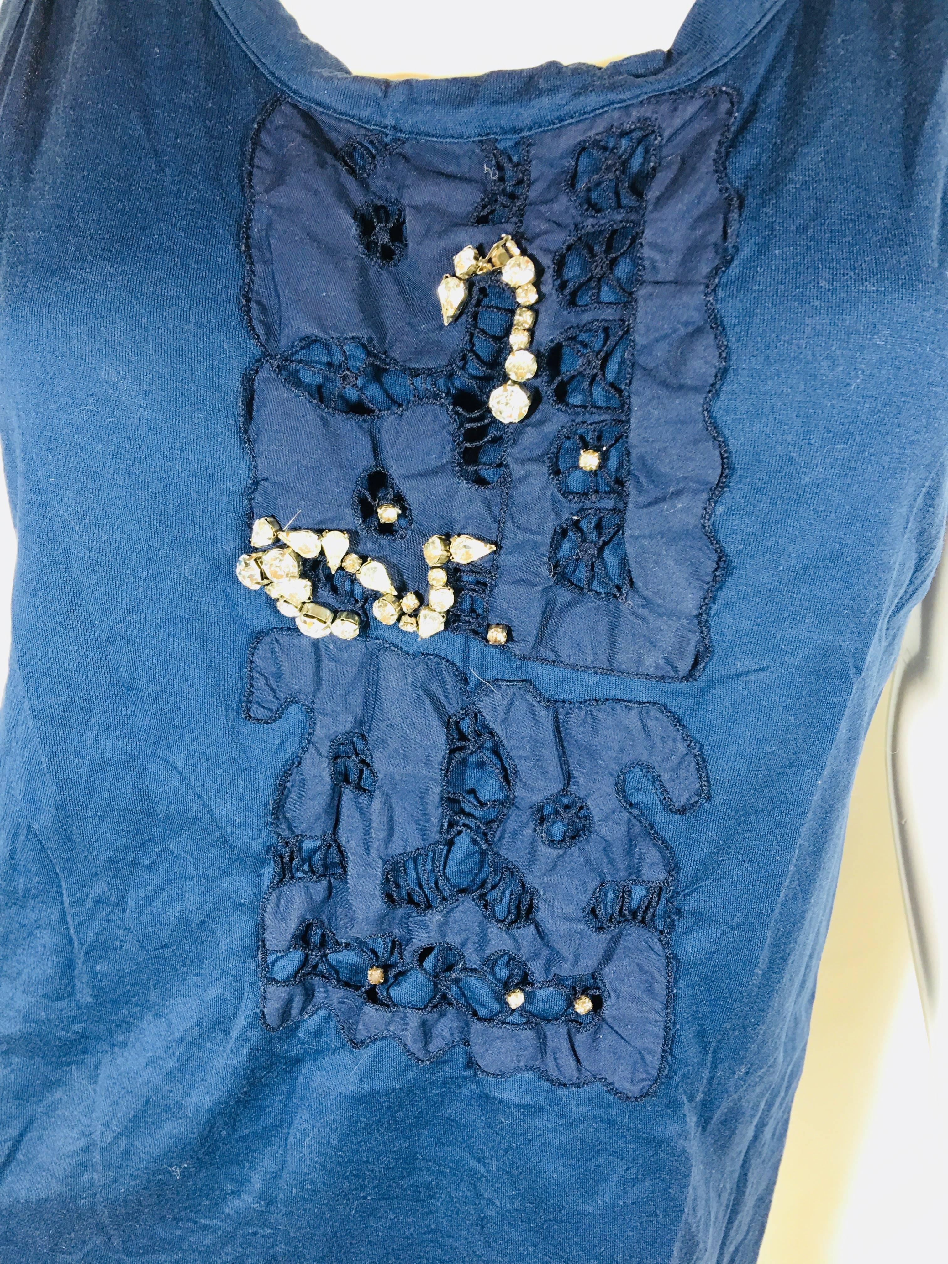 Chloe Tank Top with Lace and Jewel Design.