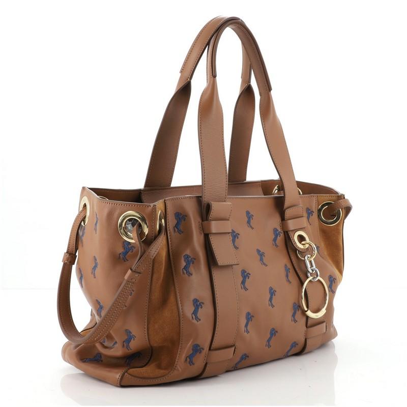 Chloe Tao Zipped Tote Horse Embroidered Leather Large