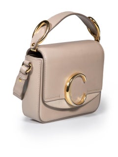 Chloé Taupe Kalbsleder Mini C Crossbody Tasche