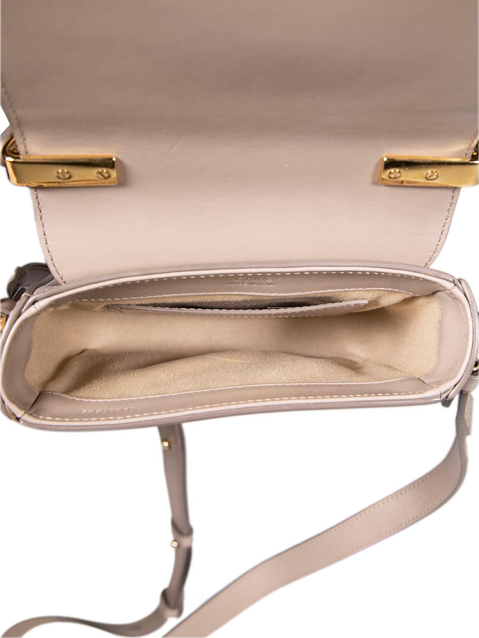 Chloé Taupe Calfskin Mini C Crossbody Bag en vente 1