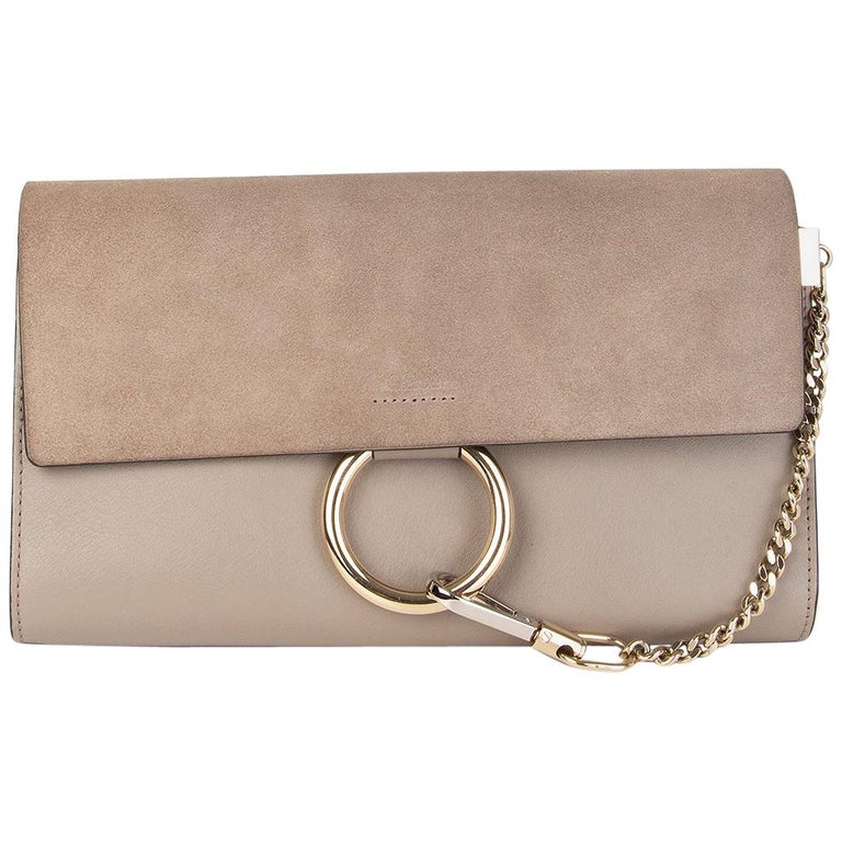 CHLOE taupe grey suede and leather MOTTY FAYE Clutch Bag at 1stDibs | taupe  clutch bag, chloe faye clutch, taupe evening bag