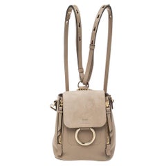 Chloe Taupe Leather and Suede Mini Faye Daye Backpack