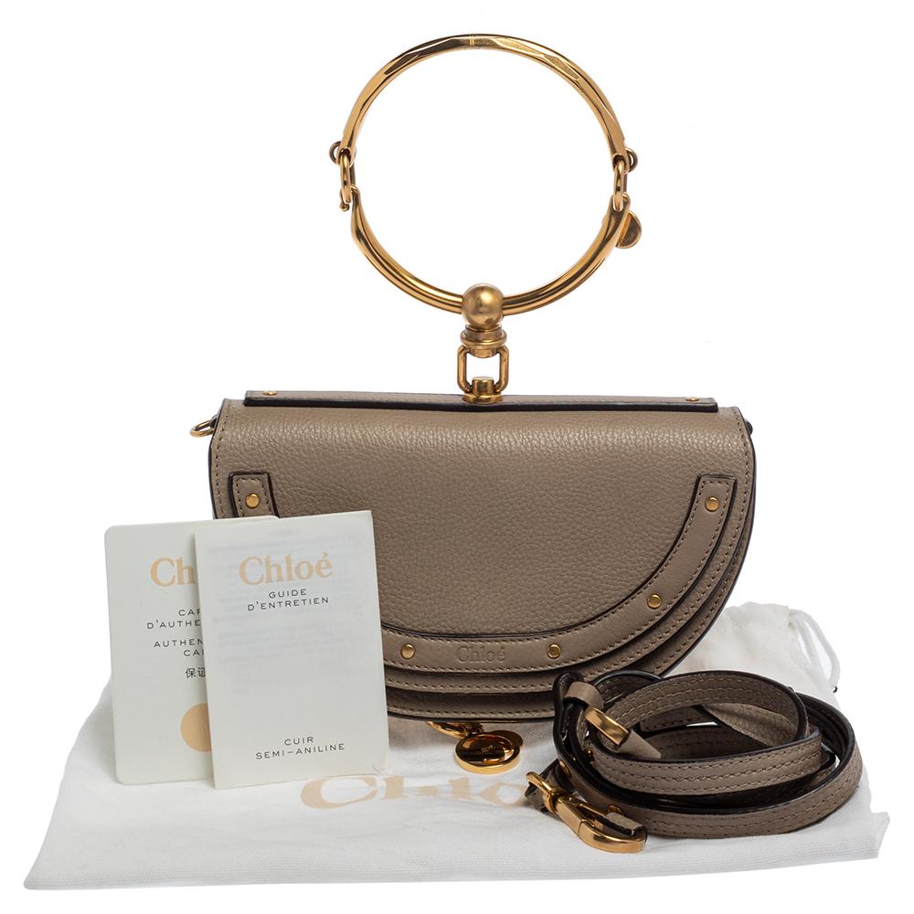 Chloe Taupe Leather Small Nile Bracelet Minaudiere Crossbody Bag 3