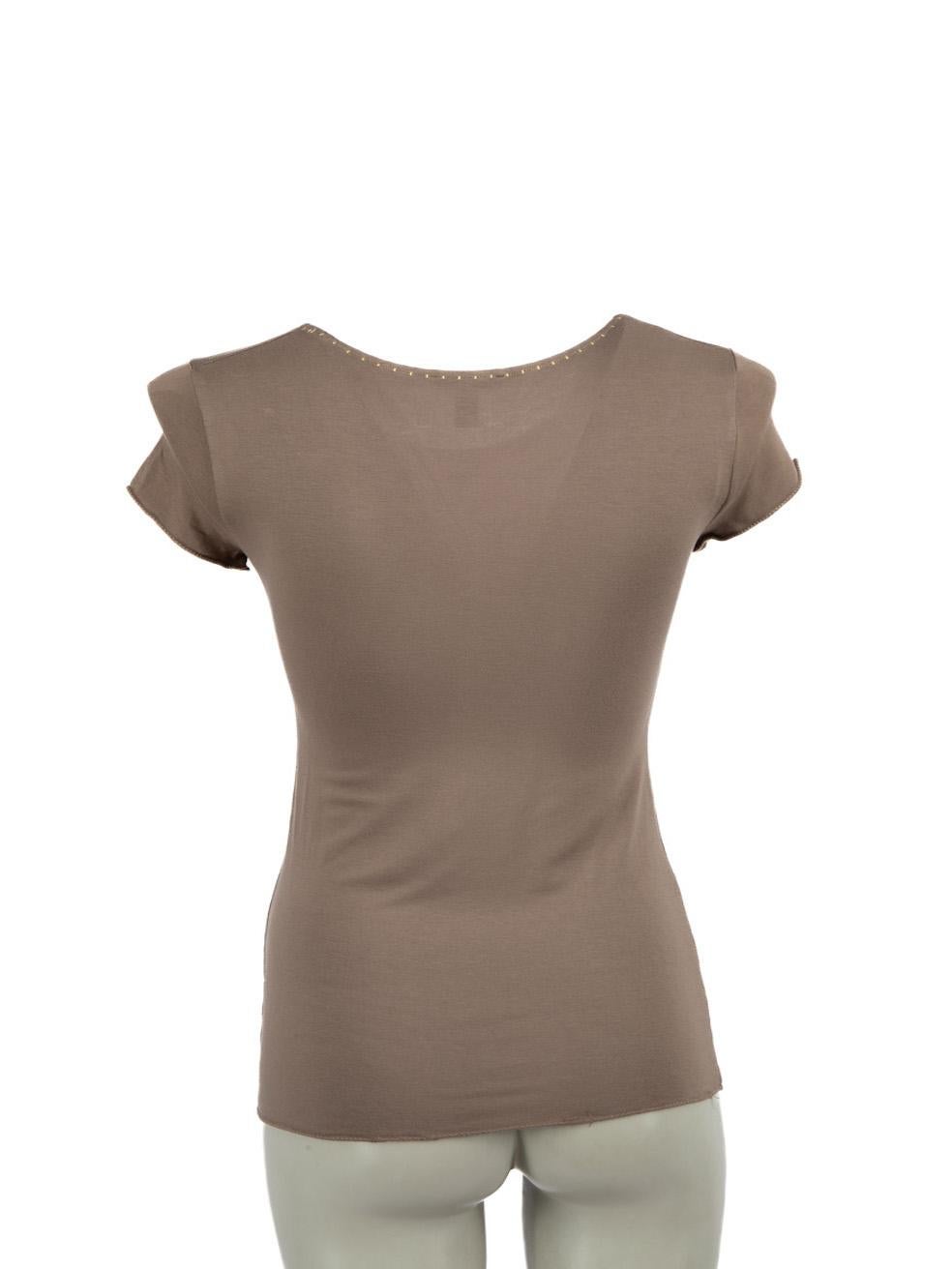Chloé Taupe Logo Short Sleeve Top Size M In Excellent Condition For Sale In London, GB
