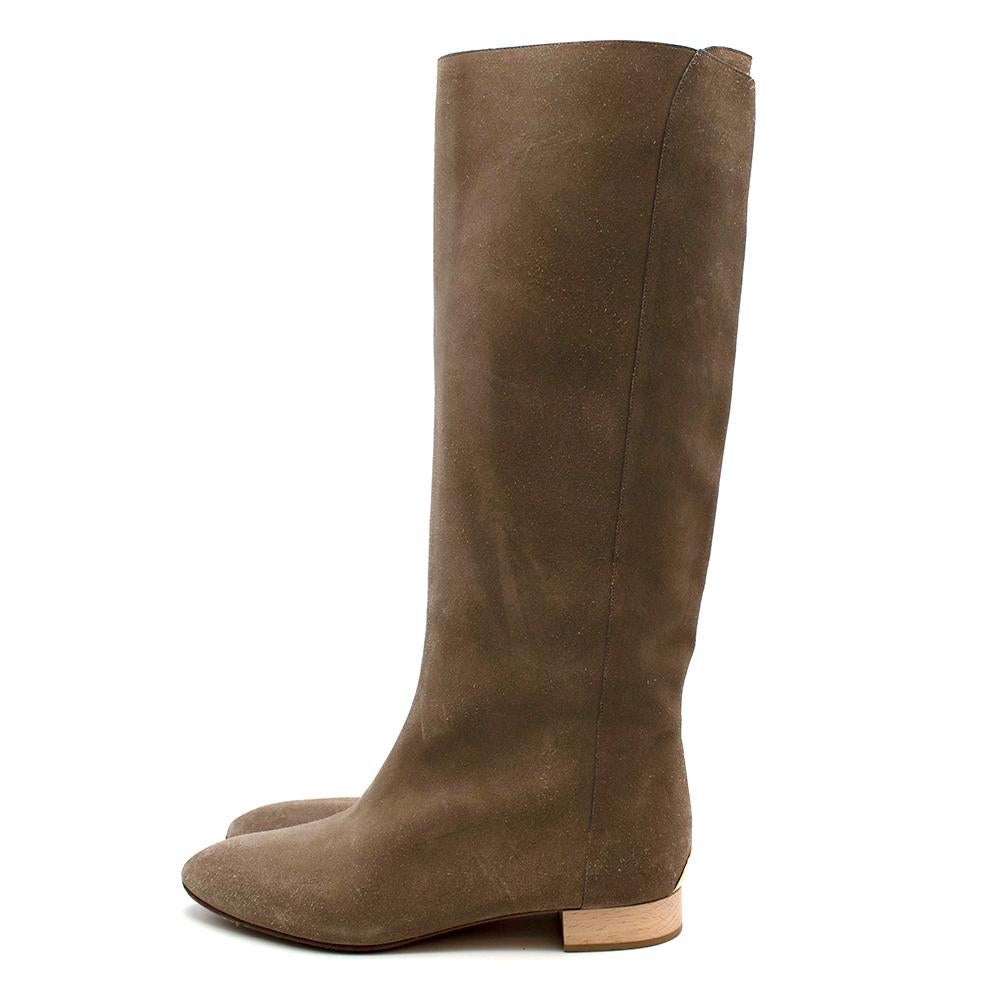 Brown Chloe Taupe Suede Knee Boots - Size EU 38.5 For Sale