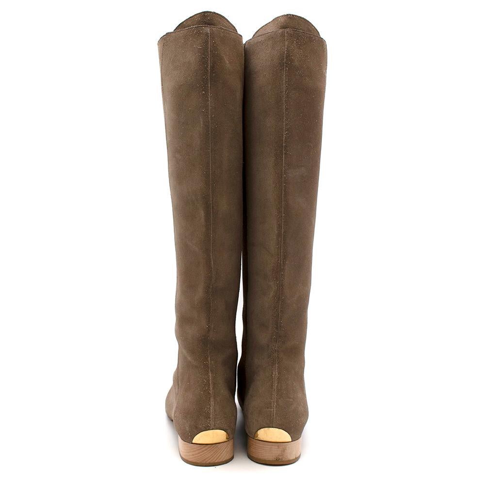 Chloe Taupe Suede Knee Boots - Size EU 38.5 In Excellent Condition For Sale In London, GB
