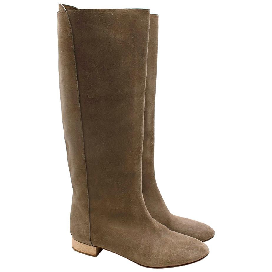 Chloe Taupe Suede Knee Boots - Size EU 38.5 For Sale