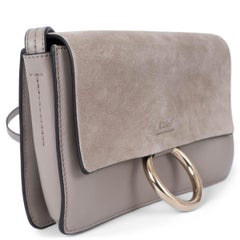 CHLOE taupe suede & leather FAYE SMALL Crossbody Bag