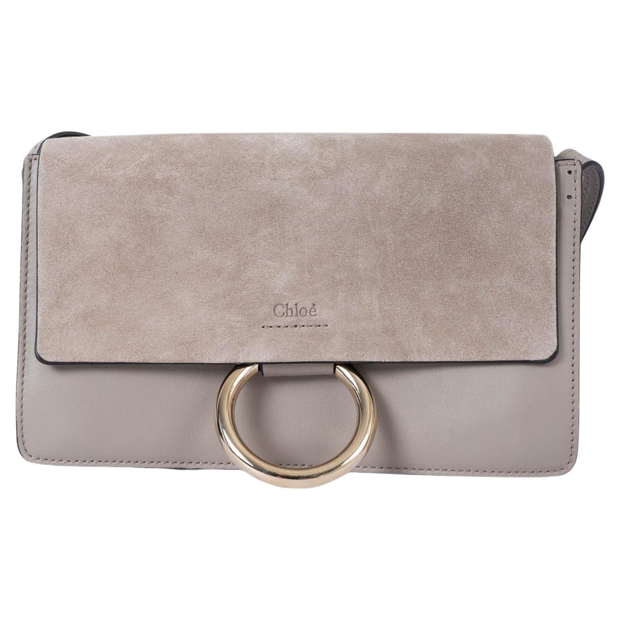 CHLOE taupe suede & leather FAYE SMALL Crossbody Bag For Sale