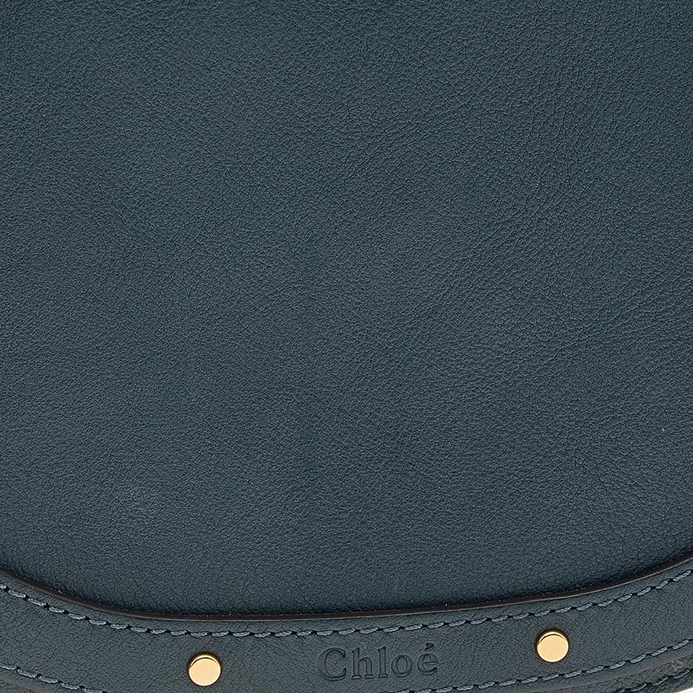 Chloe Teal Blue Leather and Suede Small Nile Bracelet Shoulder Bag 4