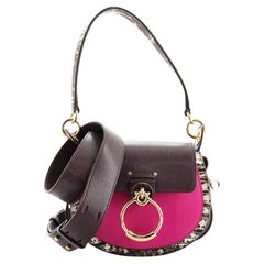 Chloe Tess Bag Leather and Lizard Embossed Leather Small