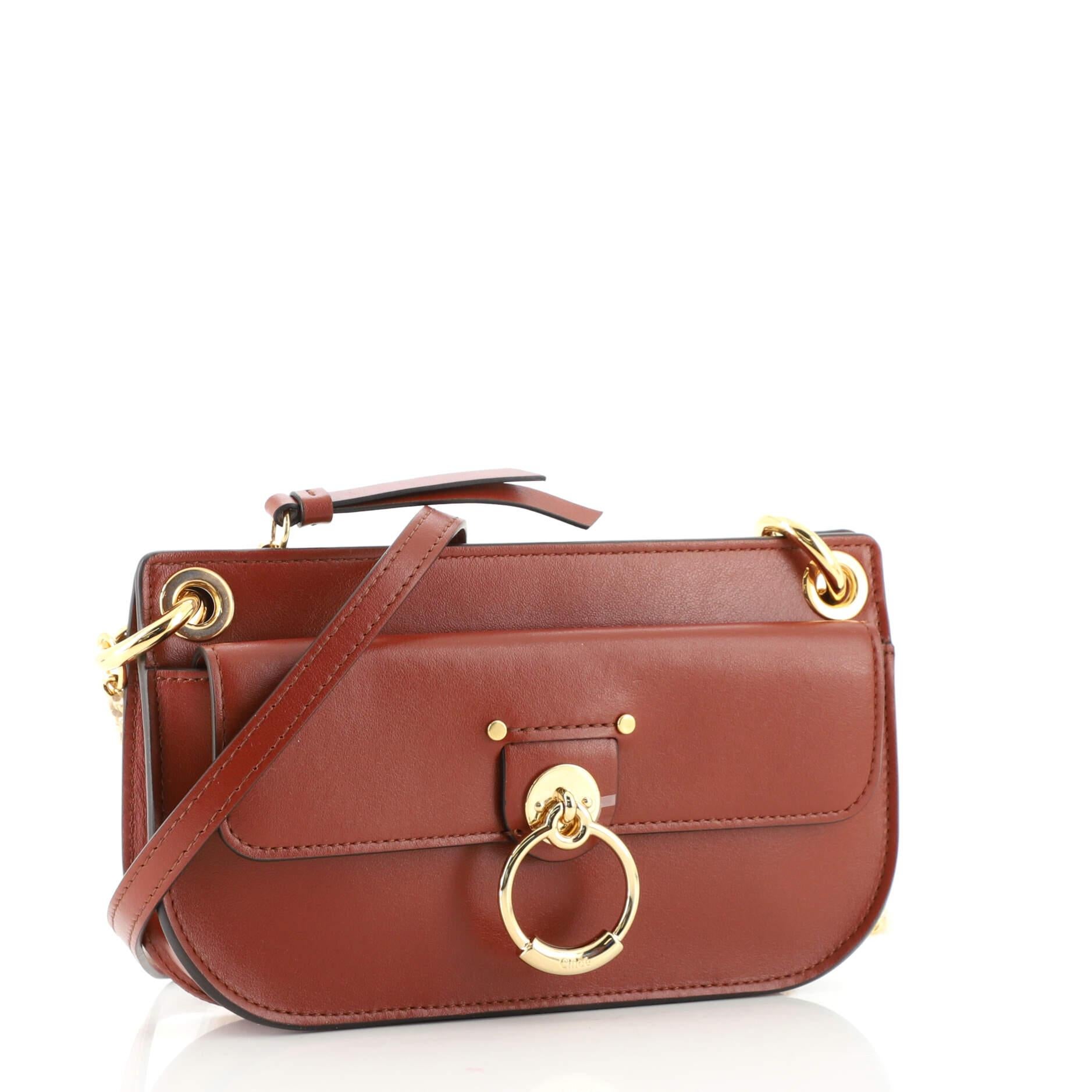 Brown Chloe Tess Chain Crossbody Bag Leather Mini