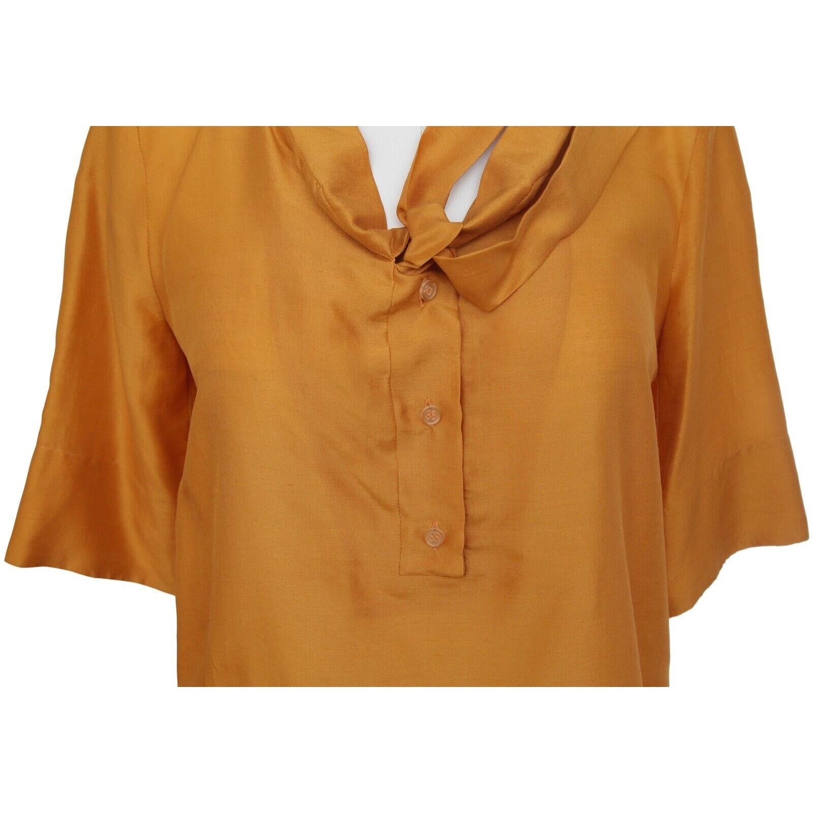 Chemisier Chloé à manches courtes en soie jaune doré et orange, taille 36, automne 2007 Bon état - En vente à Hollywood, FL