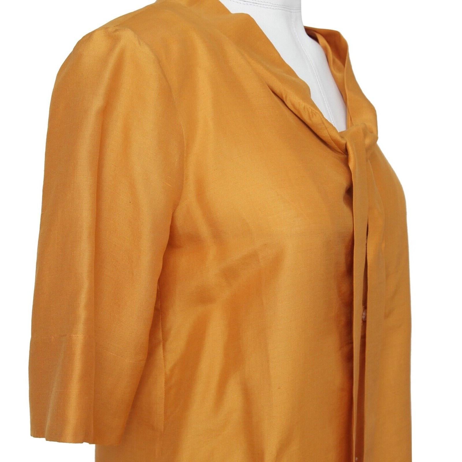 CHLOE Blouse Shirt Marigold Yellow Orange Silk Short Sleeve Sz 36 Fall 2007 For Sale 1