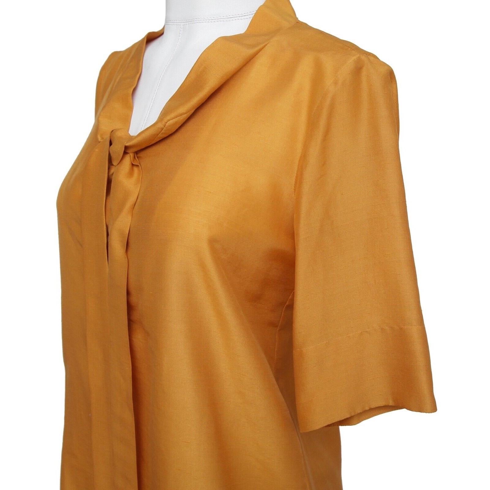 CHLOE Blouse Shirt Marigold Yellow Orange Silk Short Sleeve Sz 36 Fall 2007 For Sale 2