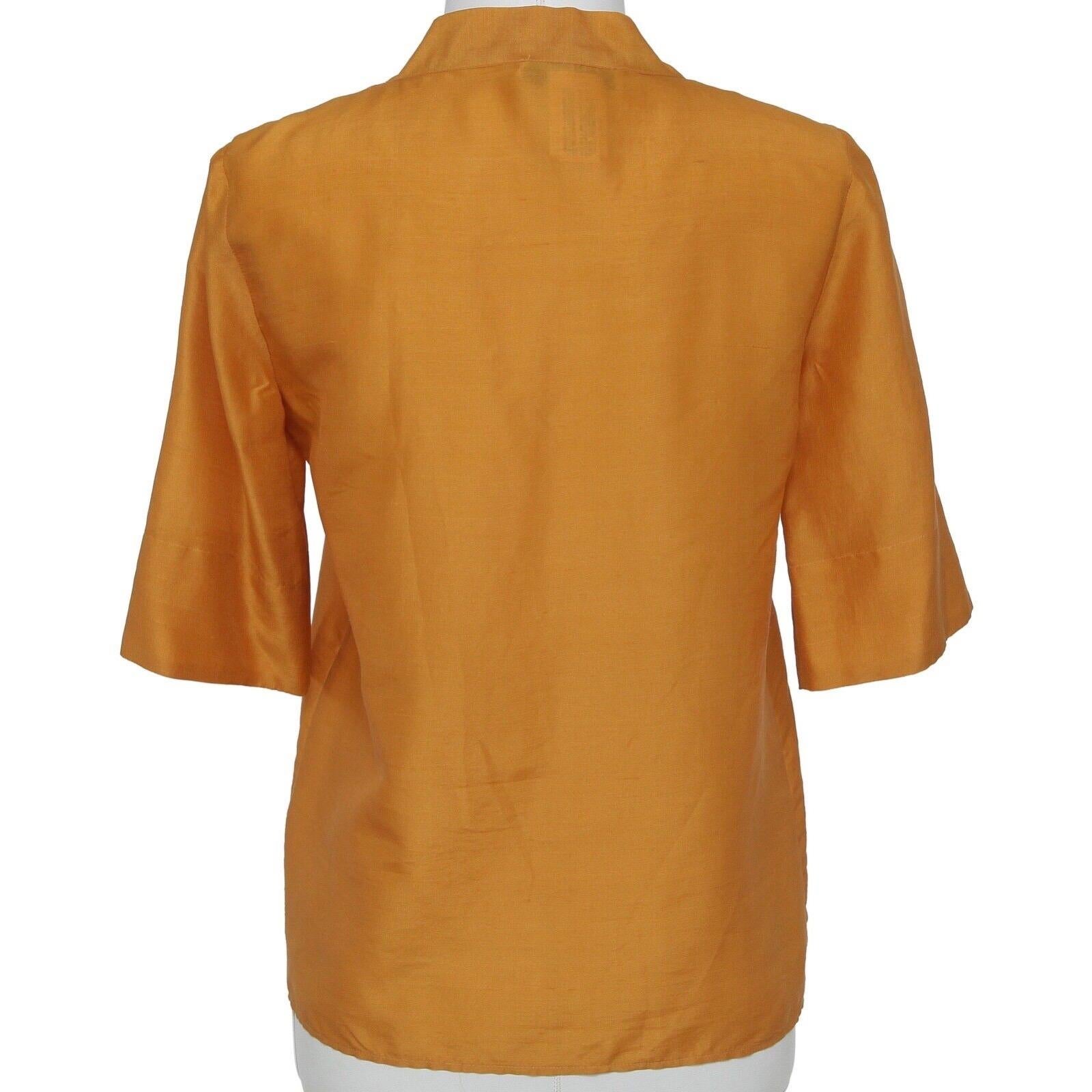 CHLOE Blouse Shirt Marigold Yellow Orange Silk Short Sleeve Sz 36 Fall 2007 For Sale 4