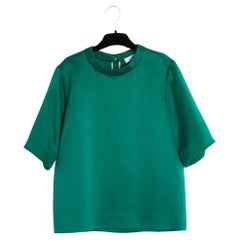 Chloé Top FR38 T-Shirt Grün Seide und Wollsatin