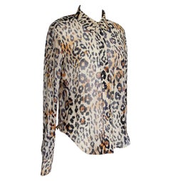 Chloe Top Leopard Print Linen Cotton  38 / 4