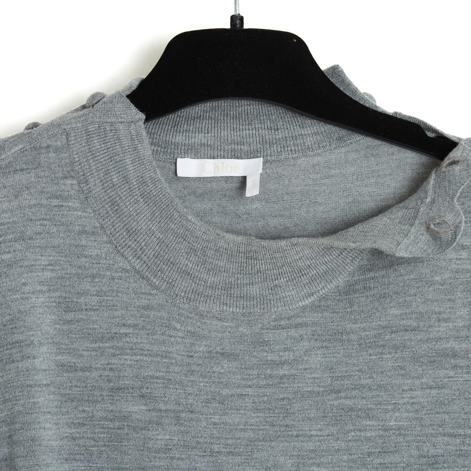 Chloé Top Pull Croquet FR38 Grey Wool Fully Buttoned Sweater UK10 US8 Chloe Unisexe en vente