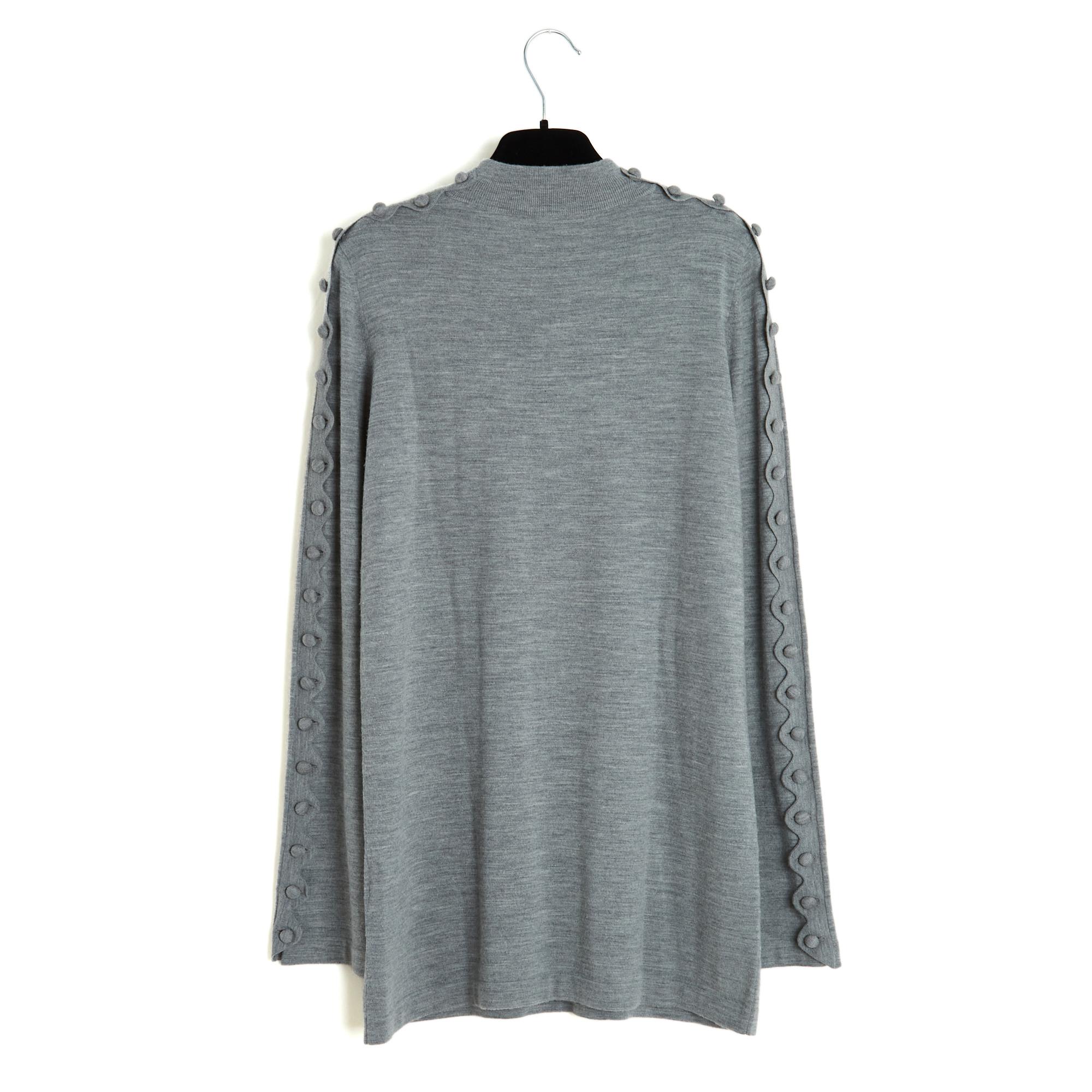 Chloé Top Pull Croquet FR38 Grey Wool Fully Buttoned Sweater UK10 US8 Chloe en vente 1