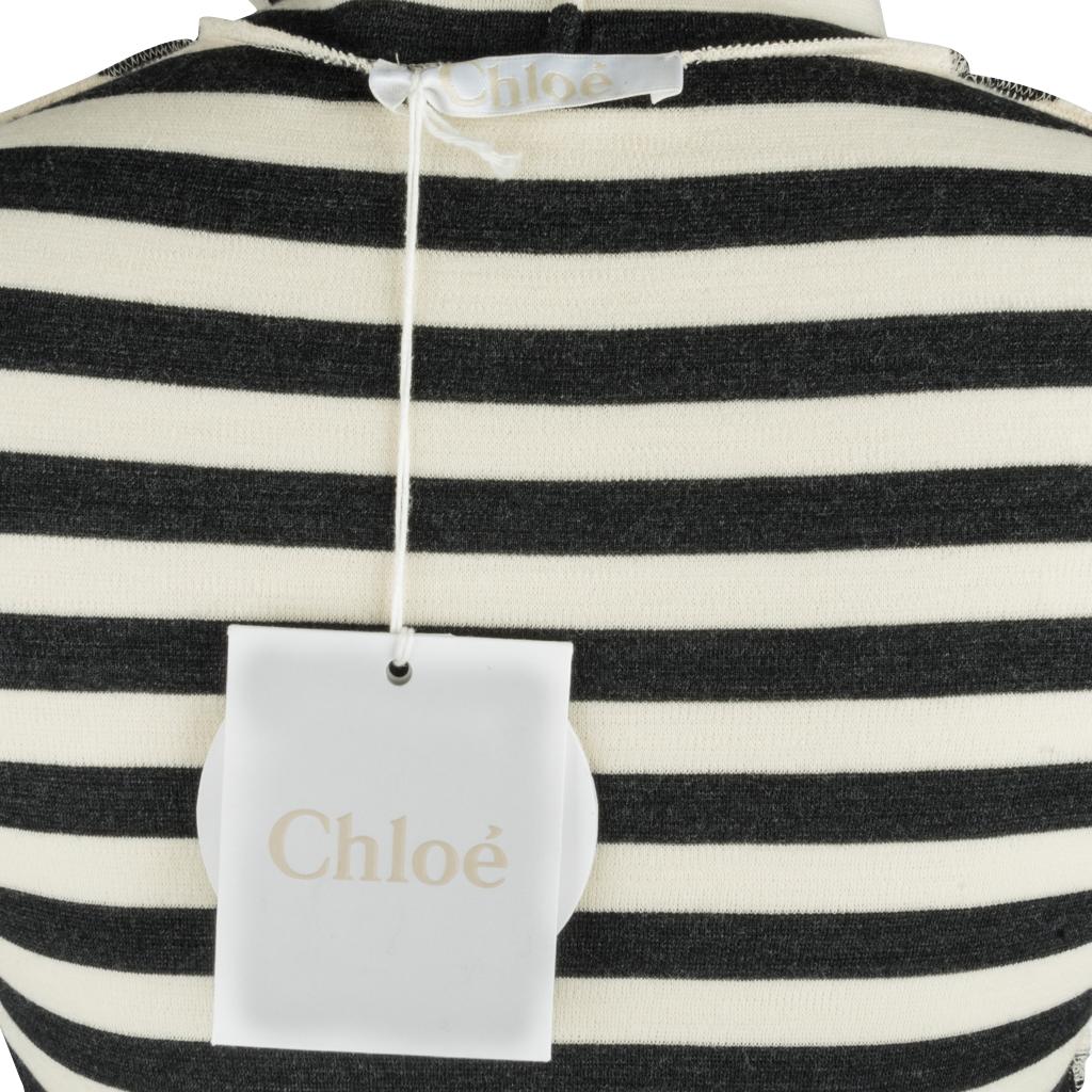Chloe Top Striped Graphite and Vanilla Turtleneck Side Zip XS nwt 2