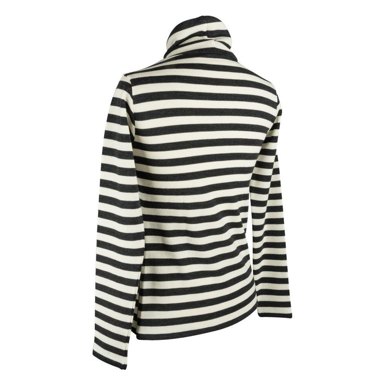 Chloe Top Striped Graphite and Vanilla Turtleneck Side Zip XS nwt For ...
