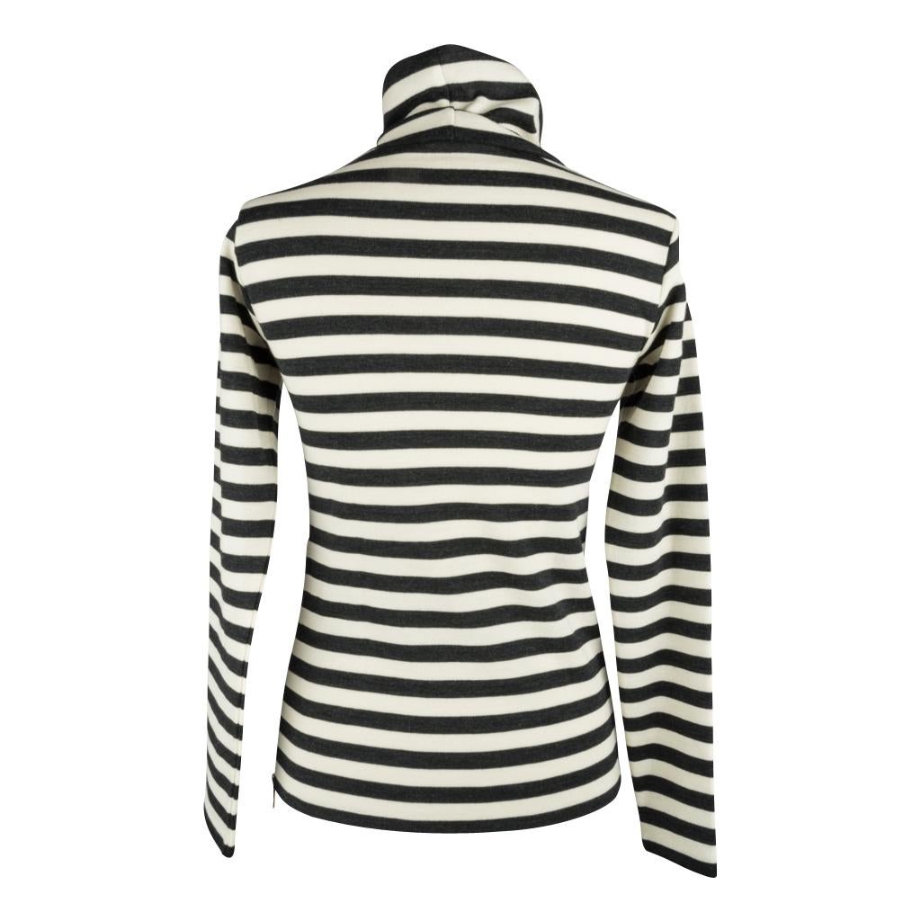 Chloe Top Striped Graphite and Vanilla Turtleneck Side Zip XS nwt 1